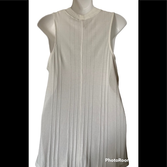 Free People Faye Ribbed Sleeveless Tank Top Keyhole Cutout Ivory NWT $58 Medium - Picture 2 of 4